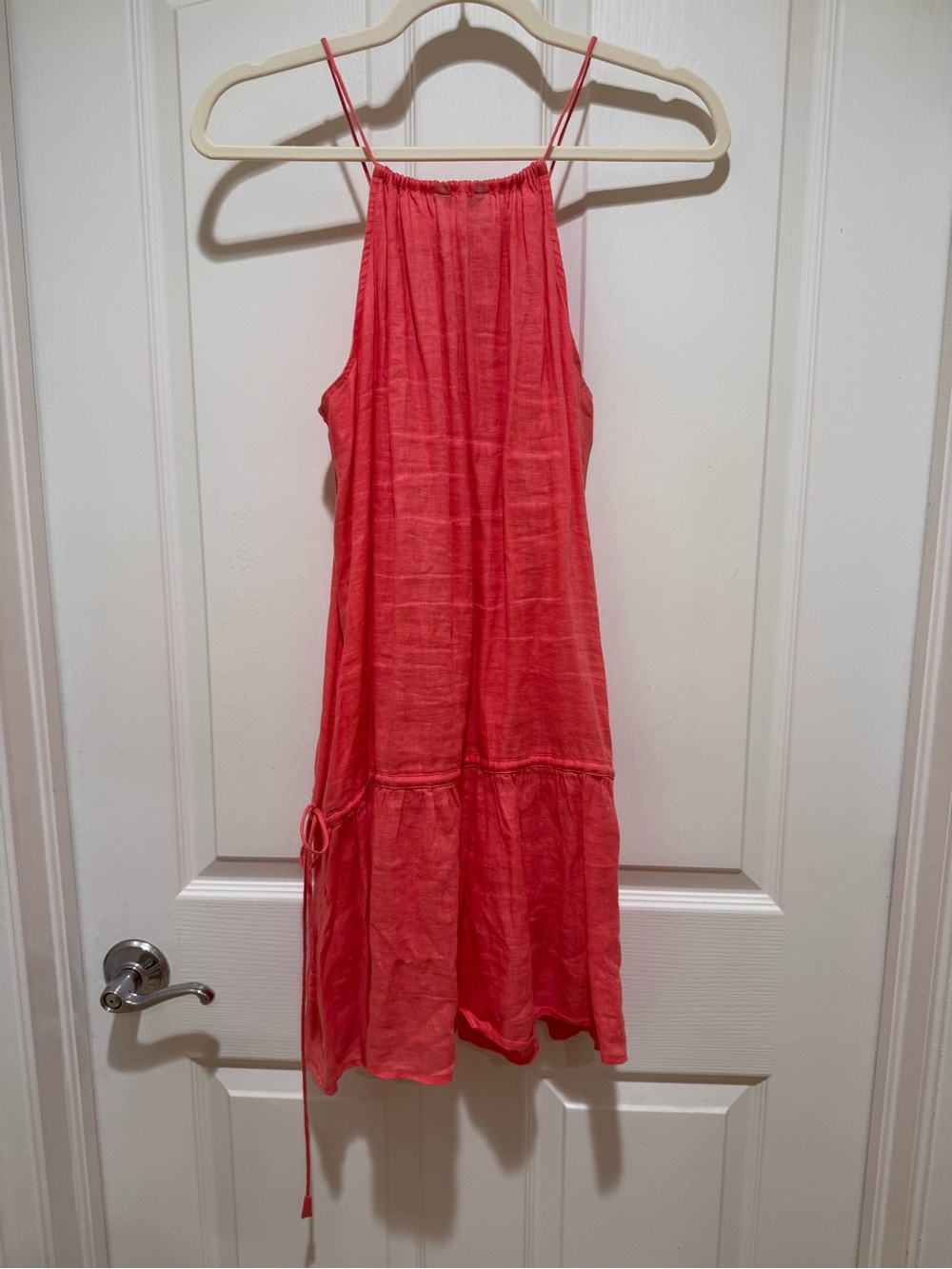 J.Crew 100% Linen Coral Halter Dress | Size M | Summer Resort - Picture 3 of 4